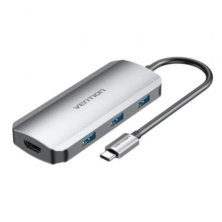 Vention TODHB Docking Station Hub USB-C con HDMI 4K, 3x USB 3.0 y PD 100W, Gris Vention TODHB Docking Station Hub USB-C con HDMI 4K, 3x USB 3.0 y PD 100W, Gris